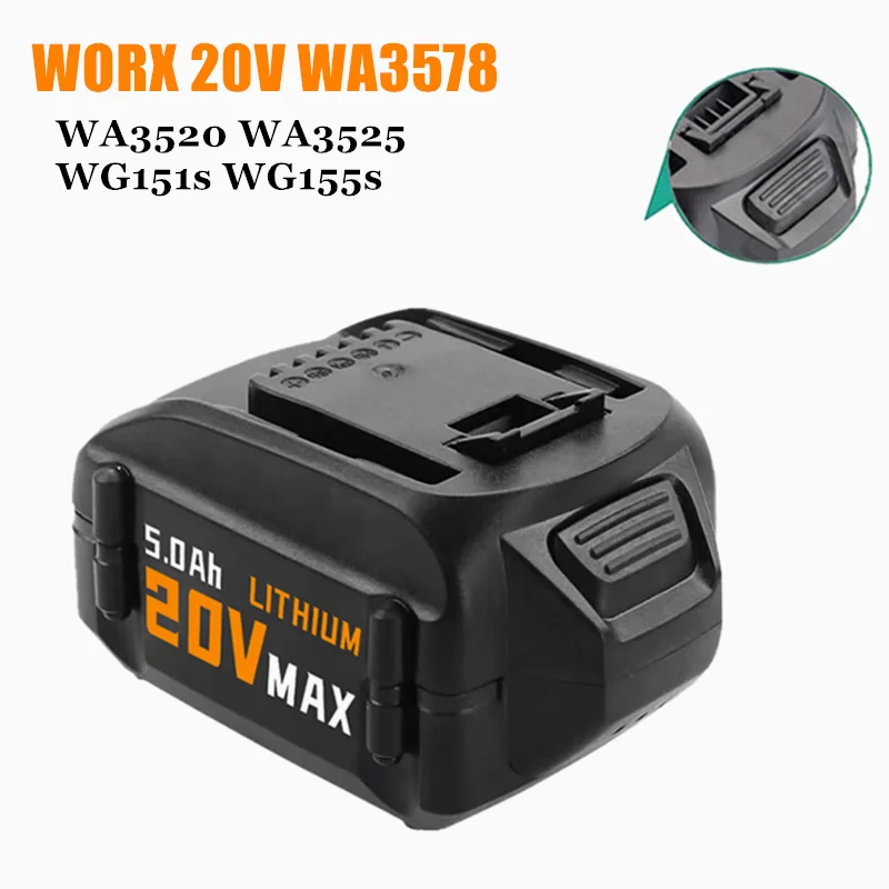 Батарея WORX, 20 в, WA3578 5000/6000, литий-ионная батарея WA3520, WA3525, WG151s, WG155s, WG251s, аксессуары для садовых электроинструментов