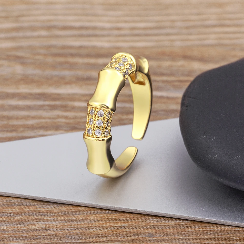

Nidin Fashion Simple Design Geometric Crystal Zircon Opening Adjustable Ring Womens Temperament Wedding Ring Jewelry Party Gift