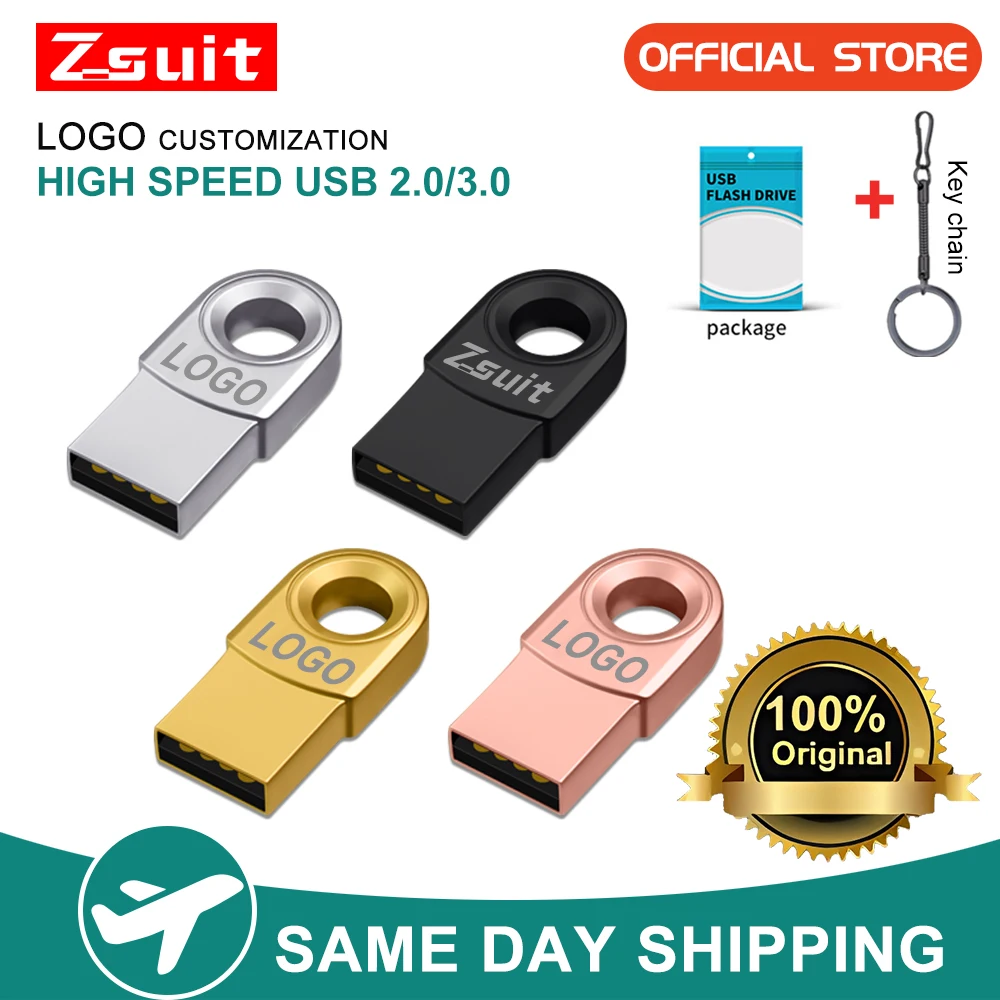 ZSUIT SY Металлическая USB-накопитель 64 ГБ Pen Drive 4 8 16 Pendrive 32 Память 128 Пользовательский