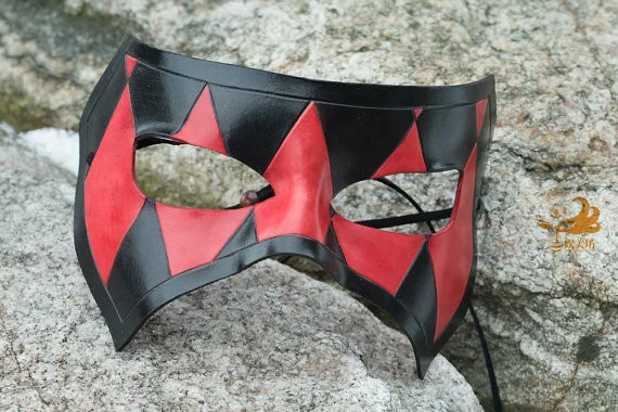 

Quality Masquerade Men's Half High Face Mask Handmade Cowhide Genuine Leather Halloween Ball Party Cosplay Game Masks Theater Pr