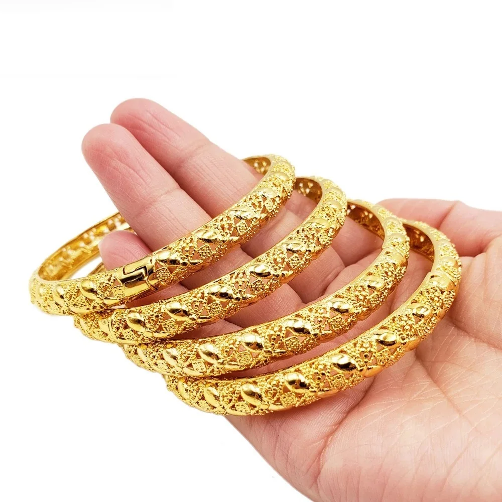 

New RoseL Dubai 24K Gold High Quality Luxury Jewelry Saudi Arabia Bridal Gold Bracelet Arabia Wedding Gold Jewelry