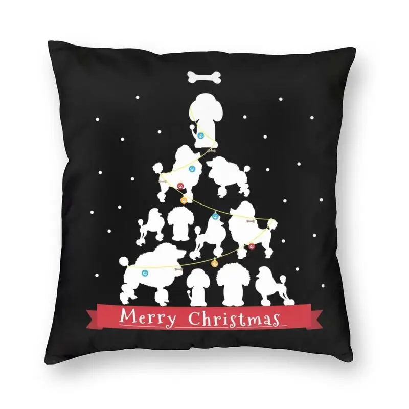 

Poodle Christmas Tree Gift Throw Pillow Cover Home Decorative Custom Pudel Caniche Cushion Cover 45x45 Pillowcover for Sofa