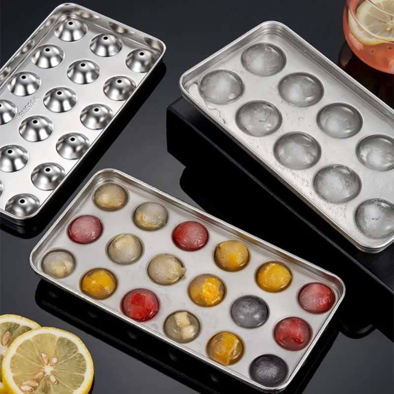 

HEYKEA 10/18 Grid Ice Tray Mold Ice Ball Make 304 Stainless Steel Ice Cube Jelly Mold Tray for Home Use & Bar