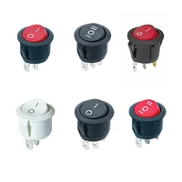 10pcs 16mm diameter small round boat rocker switches power switch black mini round black white red 2 pin on off rocker switch