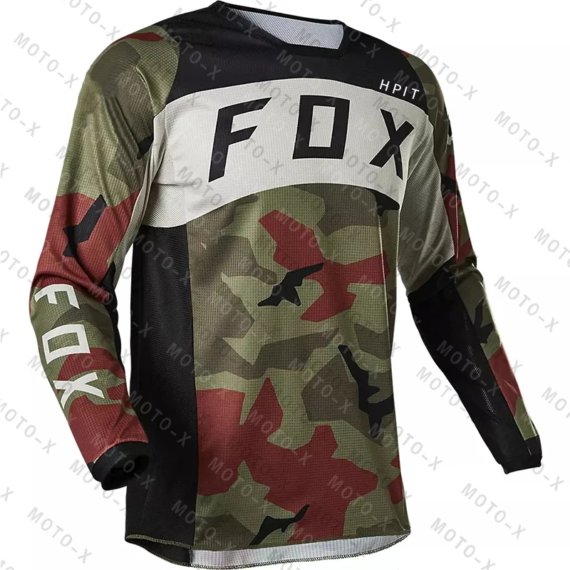Summer Downhill Camouflage Breathable HPIT FOX Mountain Bike Cycling Jersey Off-road Mountain Bike for Men MTB Jerseys