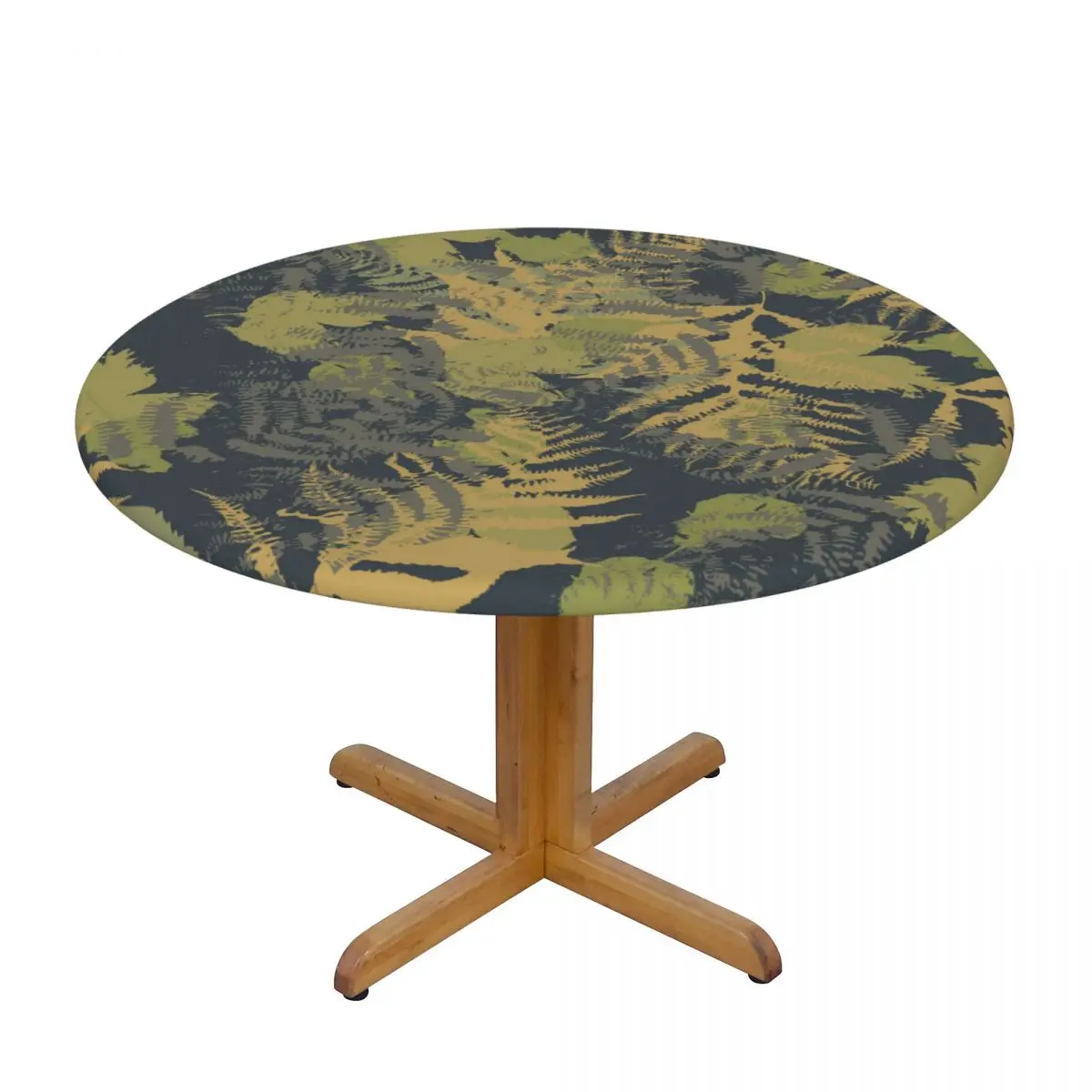 

Современный чехол для круглого стола, эластичные скатерти, камуфляжная ткань с папоротными и листьями