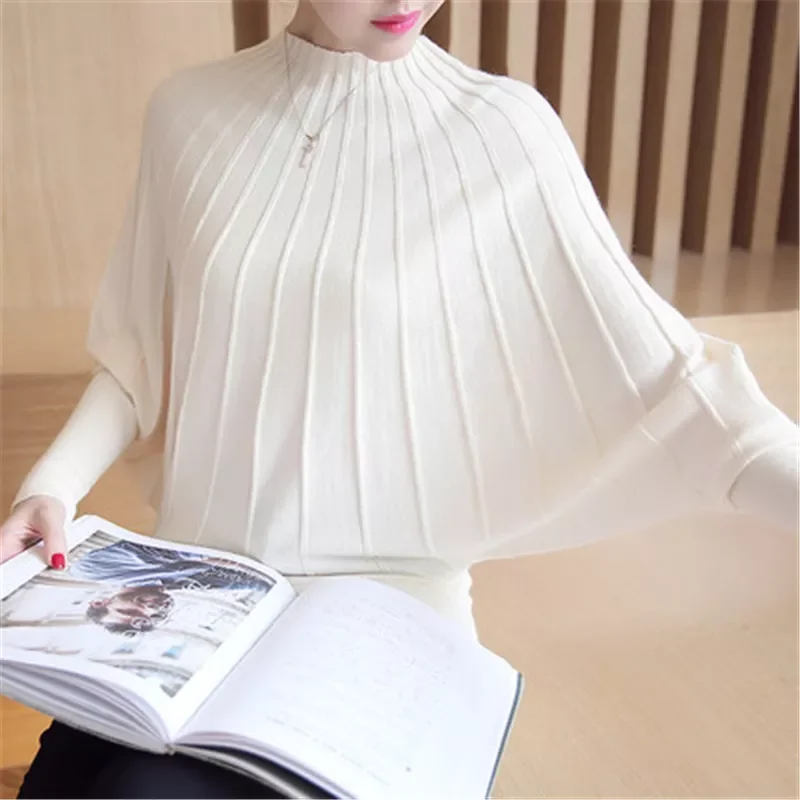 

Sweater women clothes 2018 Fashion Autumn Winter Women Knitted Sweaters and Pullovers Batwing Sleeve Long Knitwear Femme ZY4250