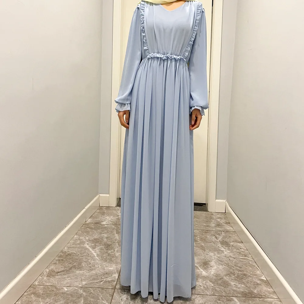 New Chiffon Muslim Women Dress Noble Luxury Retro Fashion Long Dress Islamic Saudi Arabia Party Long Dress Abaya Moroccan Dress
