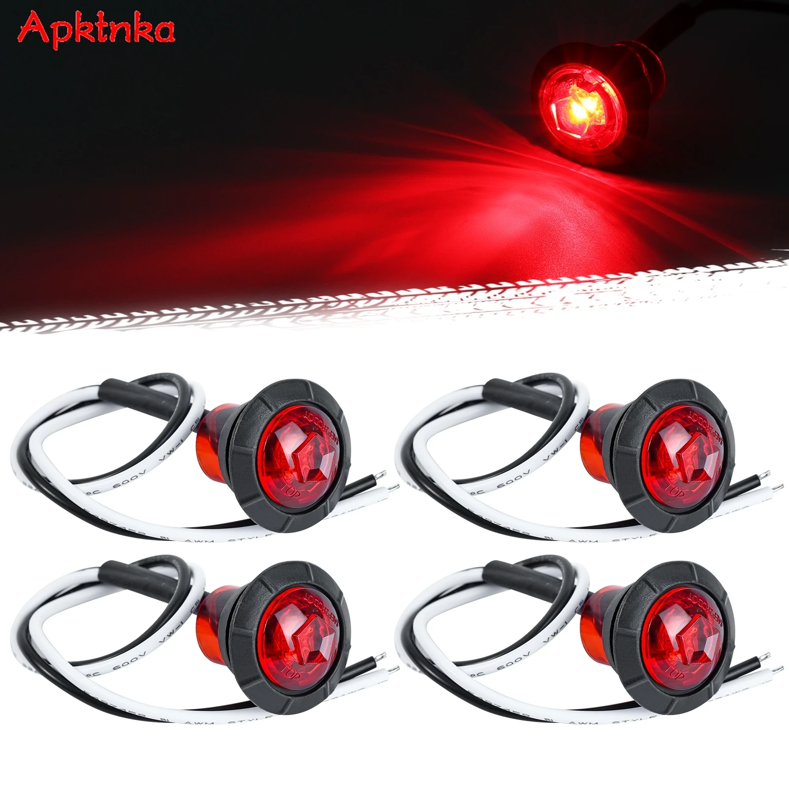 4x 3/4 &quot12 В светодиодный боковой габаритный фонарь с круглой кнопкой