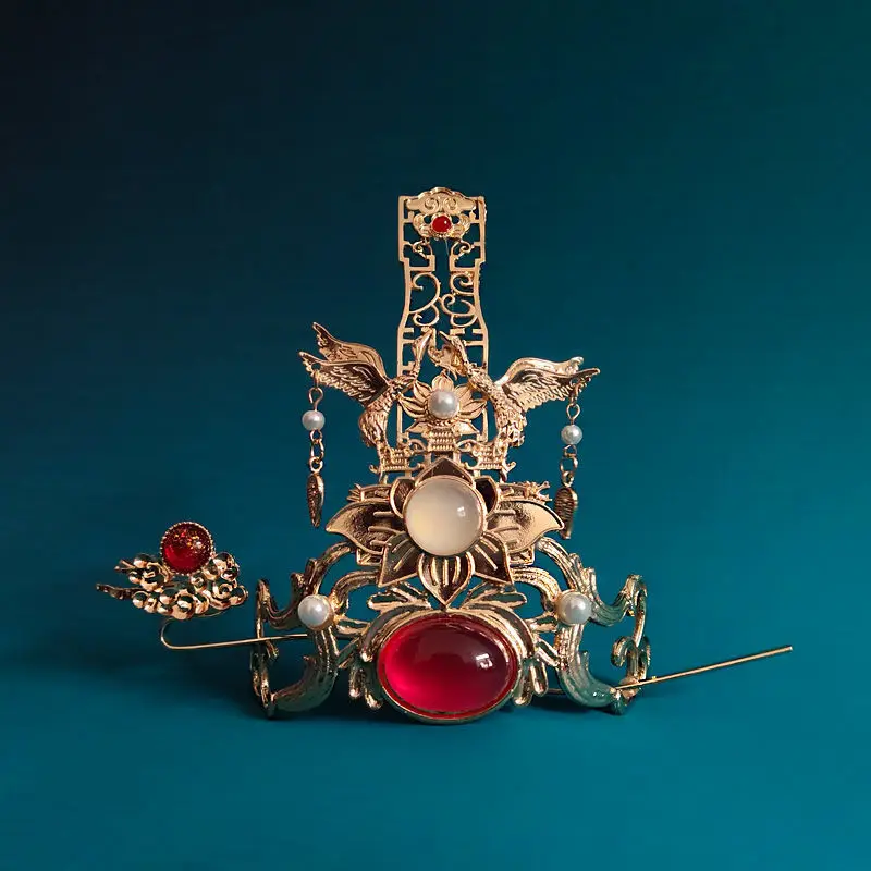 

Ancient Hair Crown Chinese Hanfu Beads Tassel Crane Headdress