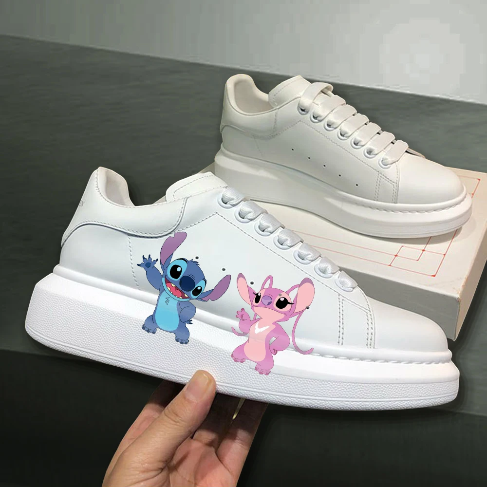 Disney Stitch Couple Fashion Men Women Vulcanize Shoes Male Platform Sneakers Girls Casual kateboarding Shoes flats 3D graffiti