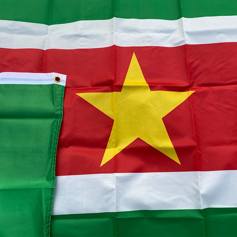 Фото Aerxemrbrae 150x90 см Флаг Suriname Высококачественные двухсторонние печатные полиэстеровые люверсы для флага Suriname №4
