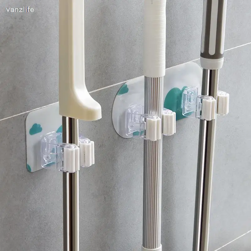 

vanzlife Avoid holing mop clamp clouds non-trace rack broom stick mop booth the magic stick receive hook umbrella rack mounts