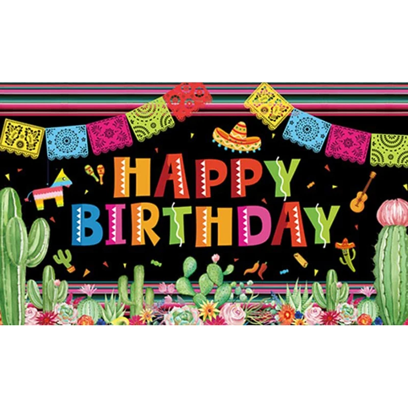 

Mexican Happy Birthday Backdrop Fiesta Birthday Party Banner Photo Booth Mexico Cinco De Mayo Carnival Photography Background