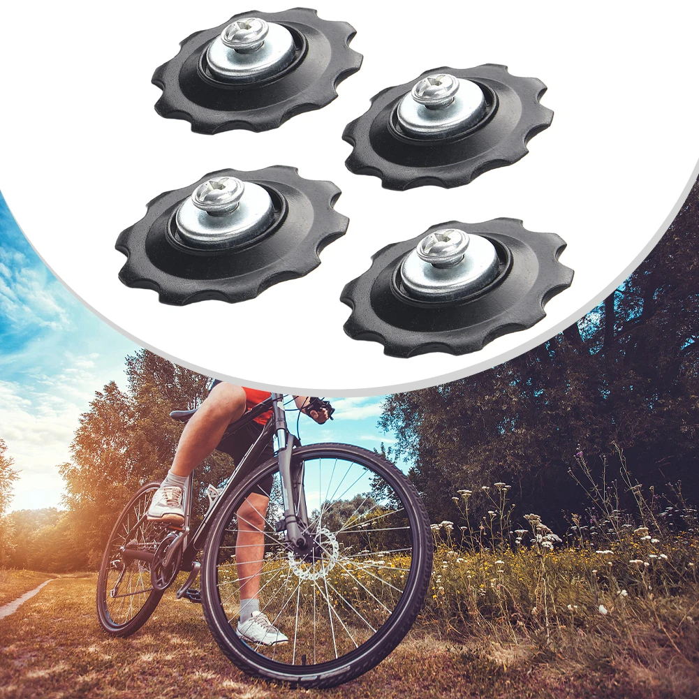 Фото 4 шт., 10 т, заднее направляющее колесо для велосипеда, 6-7 скоростей, MTB, задний переключатель для велосипеда, направляющее колесо, инструменты для ремонта велосипеда, черный шкив, роликовые детали №4