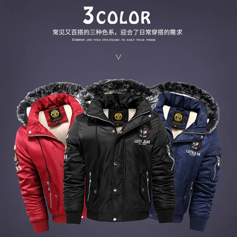 Oversized Jacket Outdoor Casual Down Parkas Coat Oversize Plus Velvet Thick 2023 Brand Keep Warm Winter Men's Black Red Padded