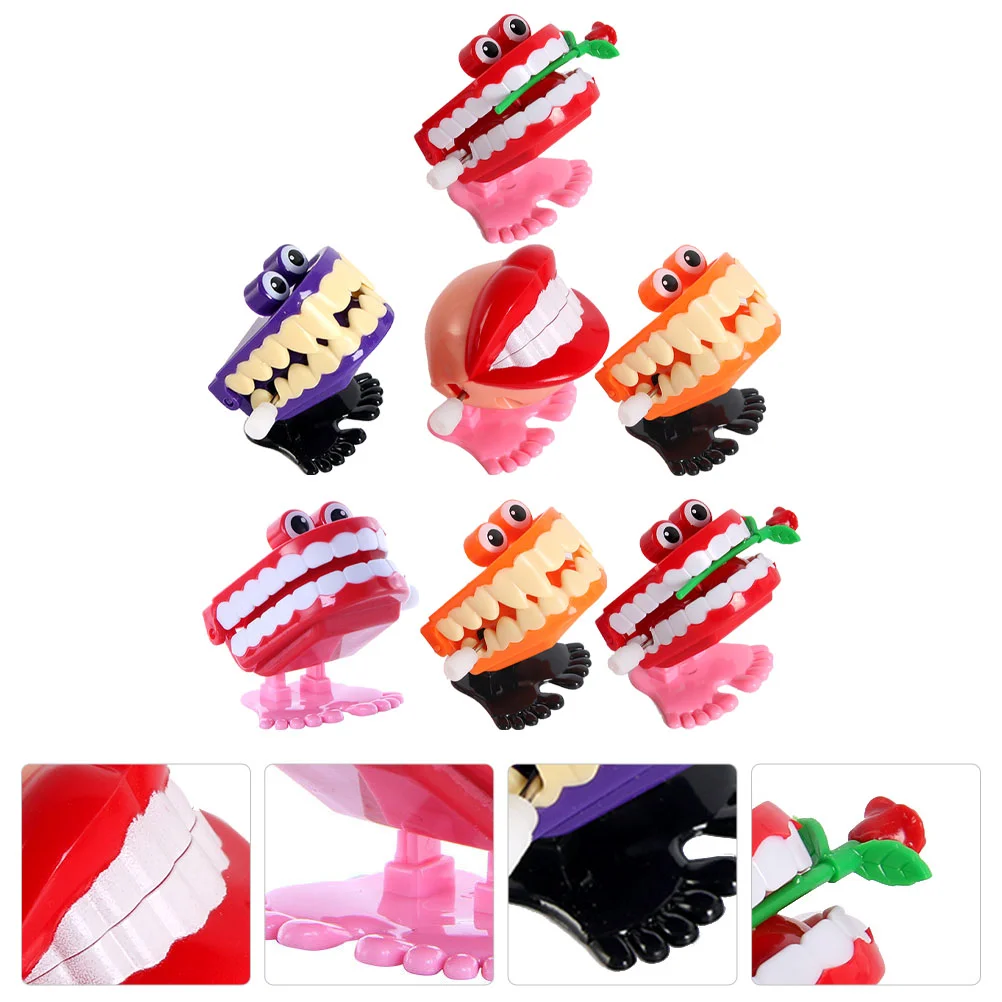 

7 Pcs Bulk Items Gifts Jumping Teeth Funny Mini Toys For Kidss Cute 5X4.5CM Walking Plastic Child