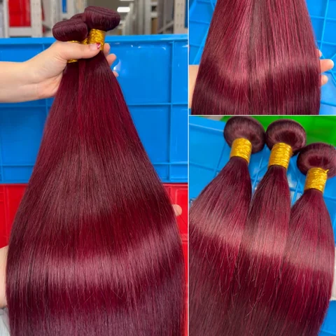 Прямые пучки Maxine 99J бордового цвета