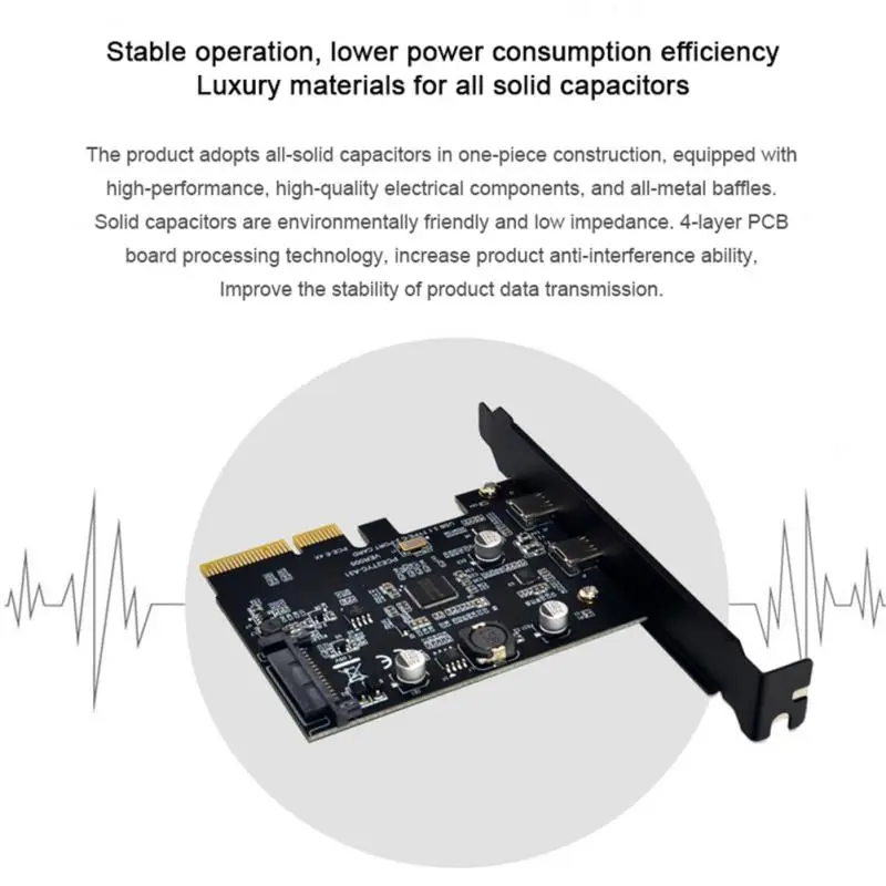 

Usb3.1 плата расширения с защитой от помех, высокоскоростные Pci-e 3,0 твердые конденсаторы в цельной конструкционной плате расширения