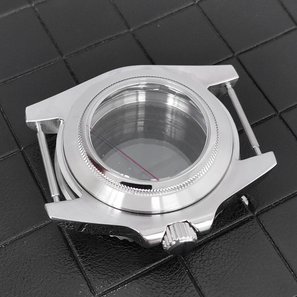 Retrofit 40mm Watch Case Accessories: Stainless Steel Transparent Case Bezel, Sapphire Flat Glass for NH34GMT Movement