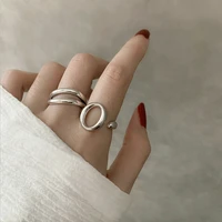 fmily minimalist geometric oval hollow ring s925 sterling silver new fashion retro niche design jewelry for girlfriend gift