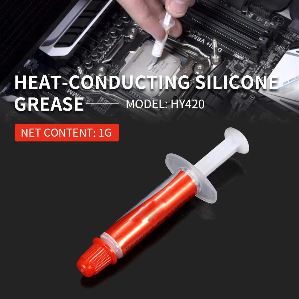 

1PC HY420 1g White Thermal Grease Silicone Grease Conductive Heatsink Grease Paste For CPU GPU Chipset Cooling Syringe Compound