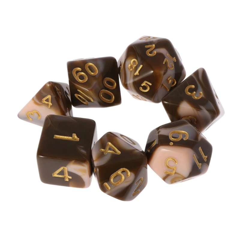 

7pcs/set Dice For TRPG D4-D20 Multi-sided Dices Polyhedral H8WC