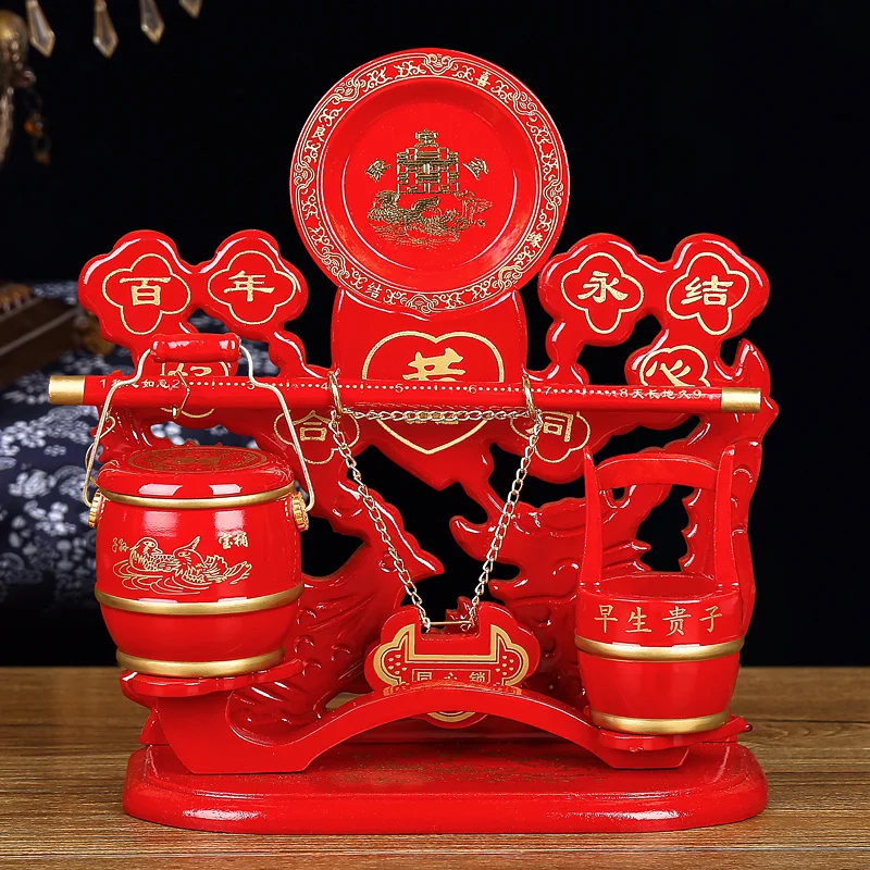 

Wedding Bucket Three-Piece Suit Well Content Decoration Wedding Supplies Complete Collection Bride Dowry