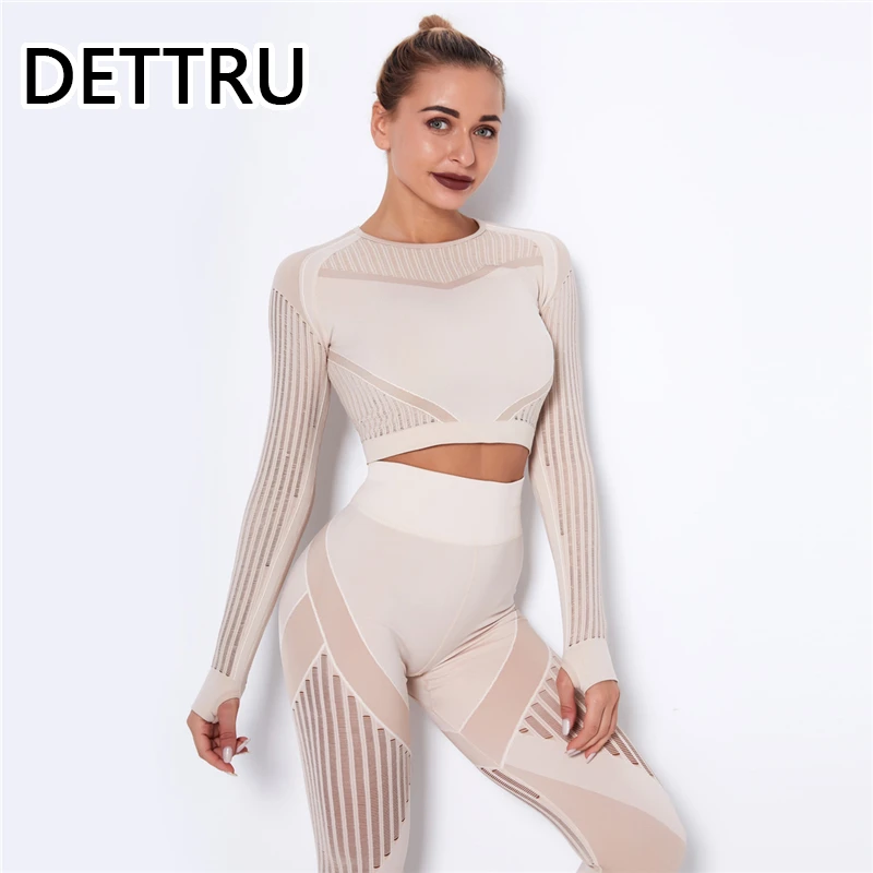 

Сексуальная Женская футболка детская с вырезами, энергосберегающий бесшовный топ для спортзала, спортивные рубашки с длинным рукавом, хаки...