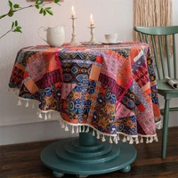 coffee table round tablecloth ramadan table cloth ethnic wind bohemian stripes printed round tablecloth living room decoration