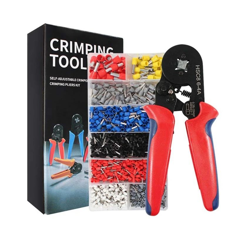 

800 PCS Wire Ferrules with Crimpers Pliers Kit AWG23-7 Self-adjustable Ratchet Wire Crimping Tool for Electricians