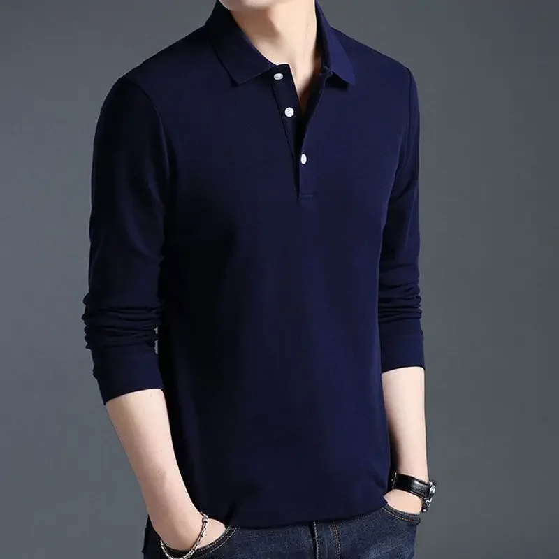 Однотонные пуловеры Unicolor 100 ℅ хлопковая Футболка-поло с длинным рукавом для