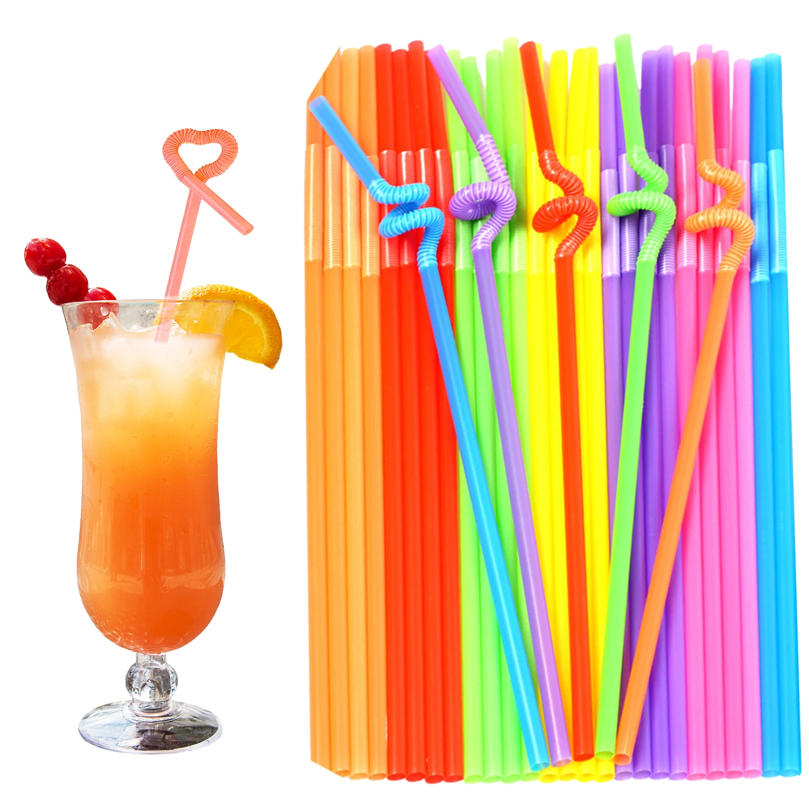 

100pcs Drinking Straws Multiple Colors Long Flexible Straw For Jumbo Smoothie Stirring And Sipping Straws Multi Color For Drinks