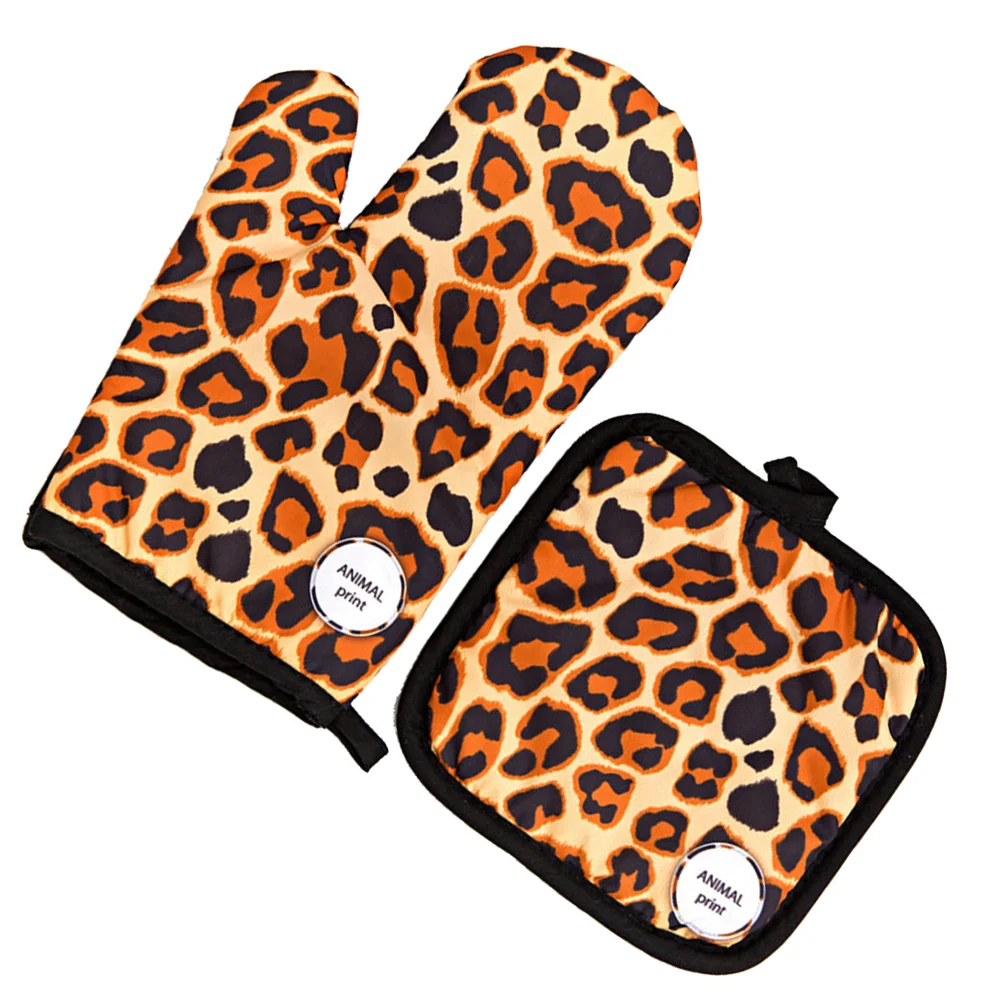 

1 Set Oven Glove Heat Resistant Oven Mitten Baking Polyester Mitten Pot Holder