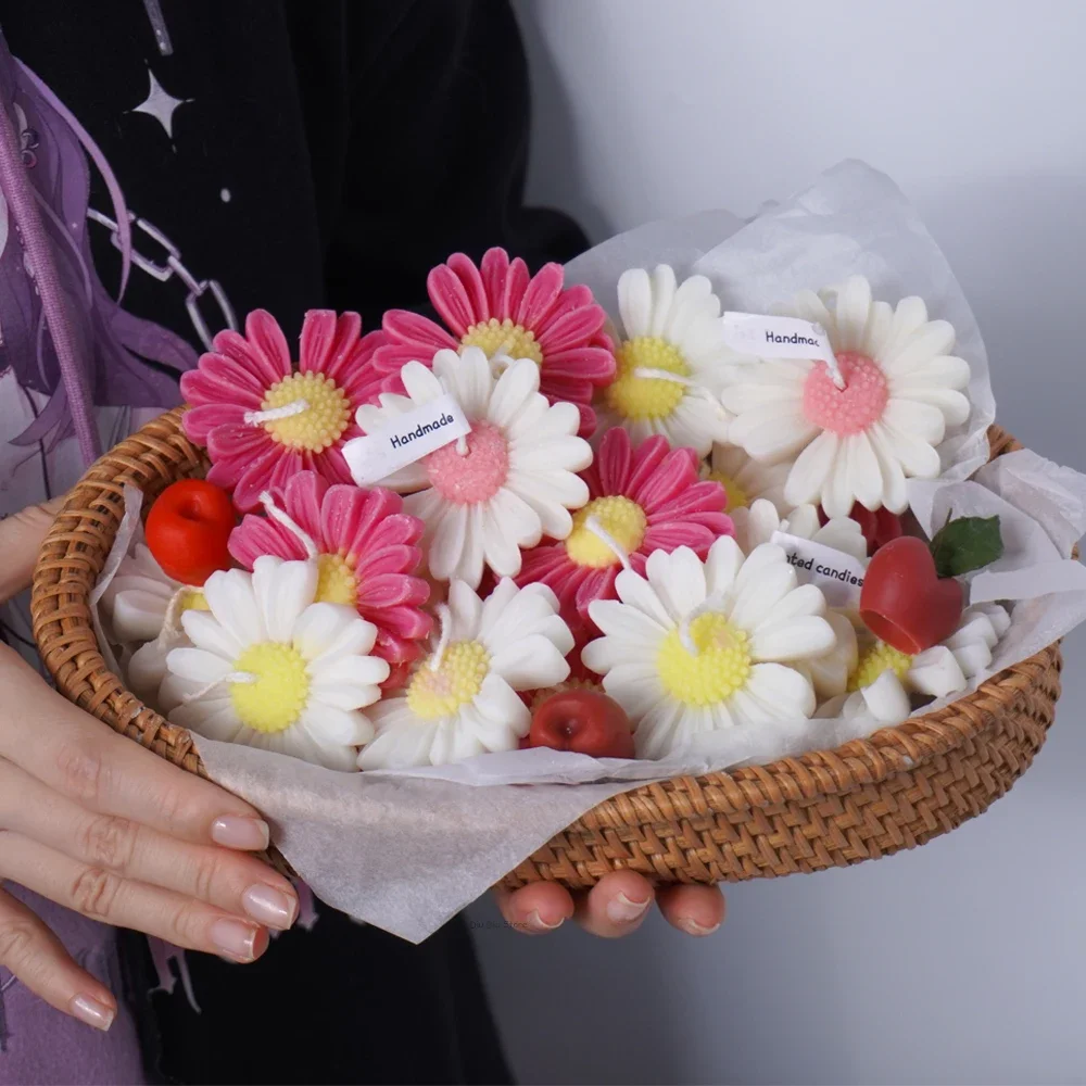 Силиконовая форма для ароматизированной свечи с 3D маргаритками сделай сам