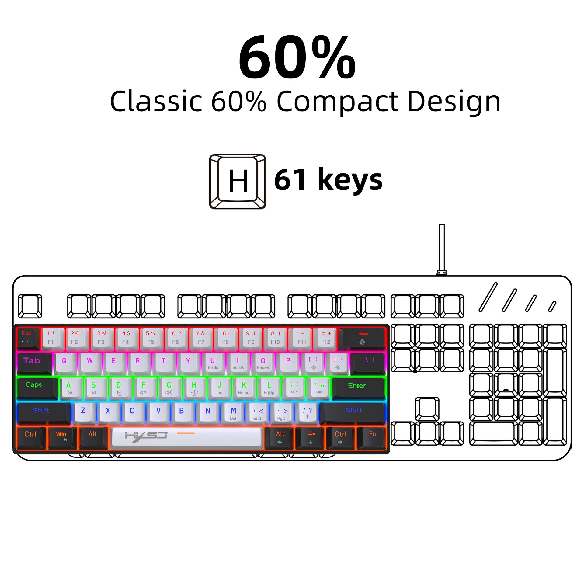 

60% Проводная Механическая игровая клавиатура, Ранняя подсветка, 61 клавиша, Мини Проводная Офисная Клавиатура для Windows, ноутбука, ПК, Mac