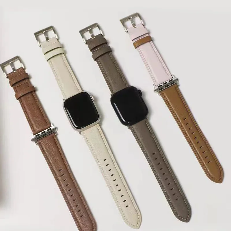 

High quality Leather loop Band for iWatch 40mm 44mm Sports Strap band for Apple watch 42mm 38mm Series 3 4 5 6 SE 7 41MM 45MM