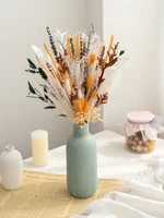 immortal blossom bouquet for wall decor orange bunny tail eucalyptus leaf mixed hand hold posy desktop crafts home decoration