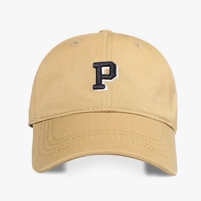 

Spring New Products in Stock Letter P Embroidered Peaked Cap Men and Women Soft Top Baseball Cap Korean Style Outdoor Sport Cap