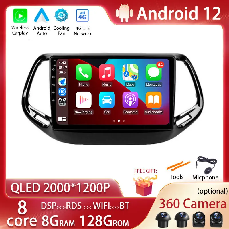

Автомагнитола для Jeep Compass 2017-2020, 2 Din, Android 12