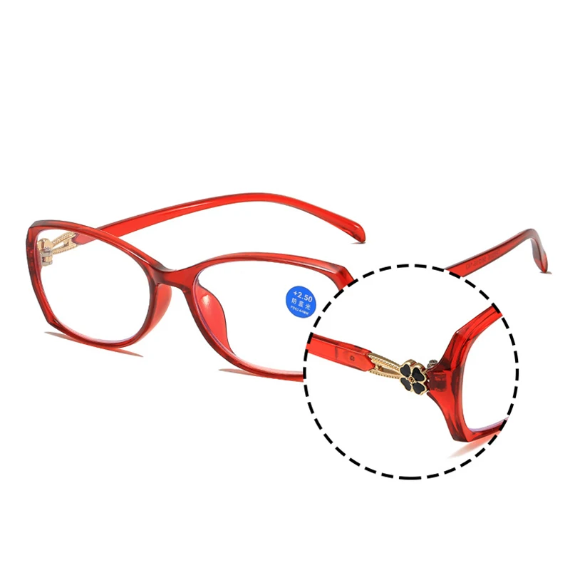 Модные женские Овальные очки для чтения с синей огранкой в оправе клевером