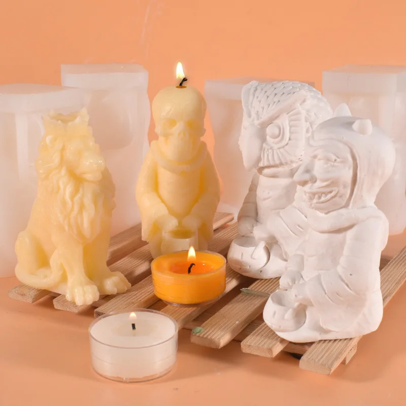 

Candle Mold Demon Silicone Molds Lion King Skull Owl Candle Making Reusable Candle Make Mold DIY Epoxy Resin Craft Moule Bougie