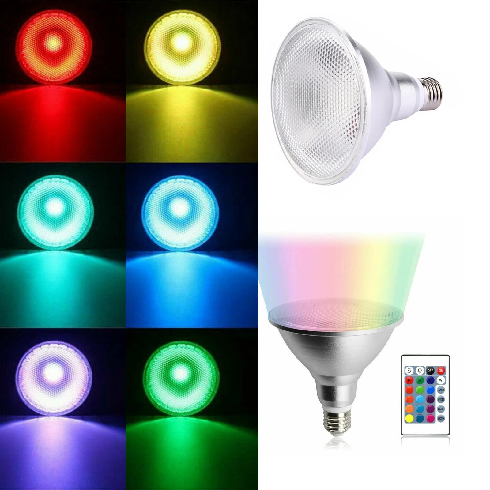 15w 25w E27 Регулируемый свет Rgb Par30 Par38 Внутренняя лампочка Яркий сад прожектор Ac 85 - 265v