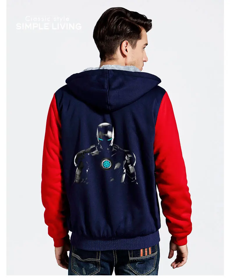 Mens Male Clothes Clothing Iron Hat Hoodies Sweatshirts Costumes Tony Stark Zipper Hoodie Jackets Men Male Winter Coats