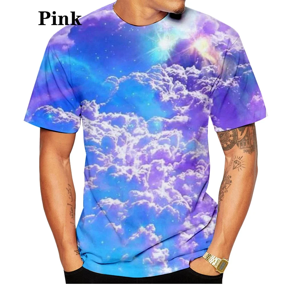 

2022 Summer Fashion T shirt men and women 3D Colorful Print Graphic Galaxy and Cloud Tee Shirts for Men