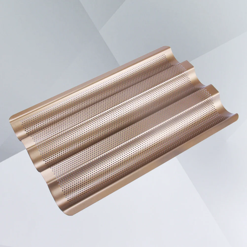 

1pc French Bread Baking Tray Frame Rack Nonstick Loaf Baking Mold Pans for Baking (Golden, Small Size) Oven