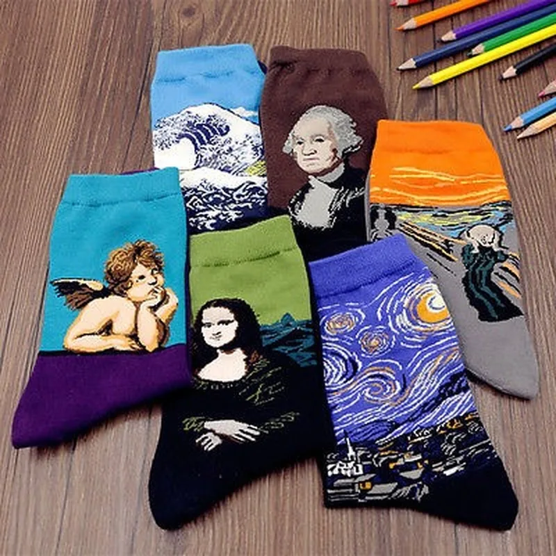 

NEW 3D Retro Painting Art Socks Unisex Women Men Funny Novelty Starry Night Vintage Socks HOT Sales