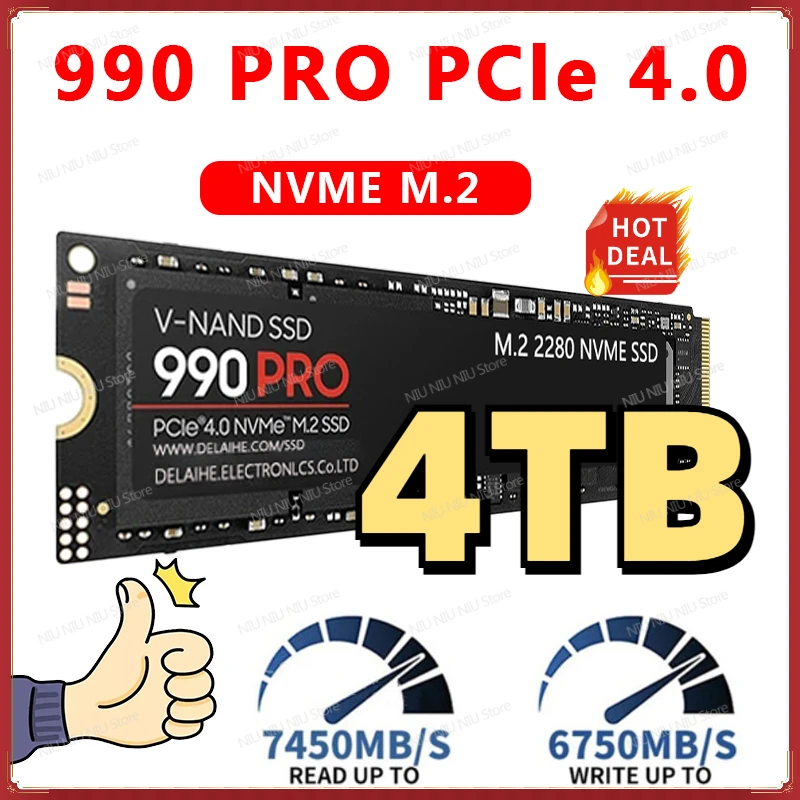 

2023 Newest 990PRO 4TB 1TB 2TB SSD Internal Solid State Disk M2 2280 PCIe Gen 4.0 X 4 NVMe 1.3c 250 500 MZ-V8V250B for Computer