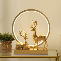 modern minimalist decorative table lamp living room decoration bedside table a deer accompanied led night light deer sculpture