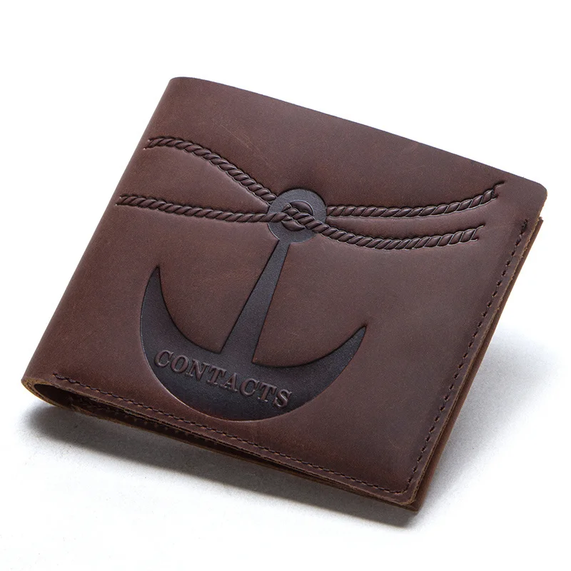 Мужской тонкий кошелек из натуральной кожи Crazy Horse с отделением для монет